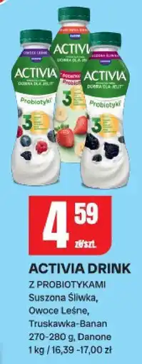 Chorten Activia drink z probiotykami Suszona Śliwka, Owoce Leśne, Truskawka-Banan 270-280 g Danone oferta