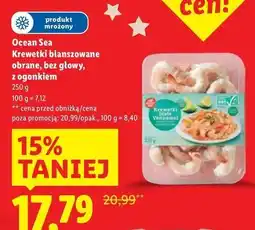 Lidl Krewetki białe blanszowane obrane bez głów z ogonkami Oceansea oferta