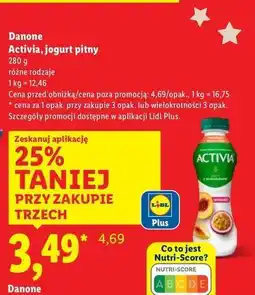 Lidl Jogurt brzoskwinia marakuja Danone Activia oferta