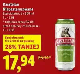 Lidl Piwo Kasztelan Niepasteryzowane oferta