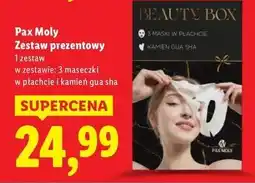 Lidl Zestaw w pudełku beauty set: 3x maski na tkaninie + turban do włosów Pax Moly oferta