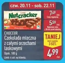 ALDI Czekolada mleczna z całymi orzechami laskowymi Choceur oferta