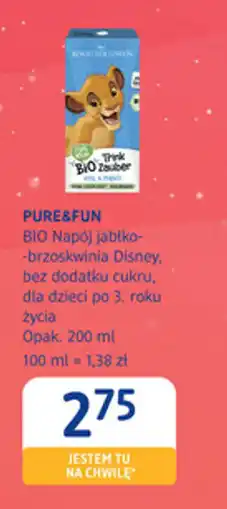 dm drogerie markt Pure&fun bio napój jabłko-brzoskwinia disney oferta