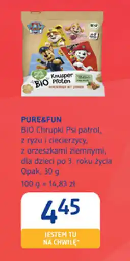 dm drogerie markt Pure&fun bio chrupki psi patrol, z ryżu i ciecierzycy, z orzeszkami ziemnymi oferta