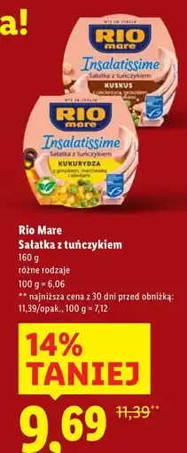 Lidl Sałatka z tuńczykiem różne rodzaje Rio Mare oferta