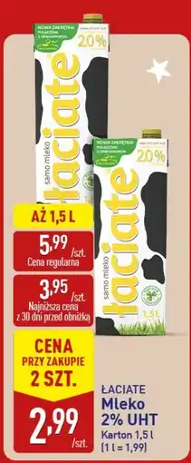 ALDI Mleko 2% UHT ŁACIATE oferta