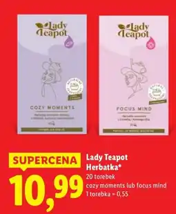 Lidl Herbatka Lady Teapot cozy moments lub focus mind oferta