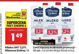 Biedronka Mleko UHT 3,2% 1l Mleczna Dolina oferta