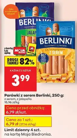 Biedronka Parówki z serem Berlinki z serem, z jalopeno oferta