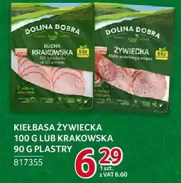 Selgros Kiełbasa żywiecka 100g lub krakowska 90g plastry Dolina Dobra oferta