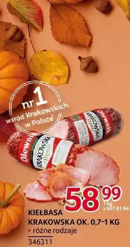 Selgros Kiełbasa krakowska Olewnik ok. 0,7-1kg różne rodzaje oferta