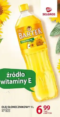 Selgros Olej słonecznikowy Bartek 1 l oferta