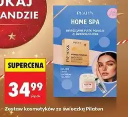 Biedronka Zestaw w pudełku home spa: hydrożelowe płatki pod oczy + świeczka sojowa Pilaten oferta