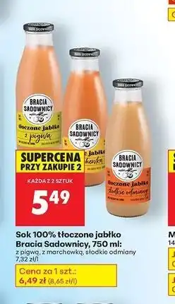 Biedronka Sok tłoczony jabłkowy słodkie odmiany Bracia Sadownicy oferta