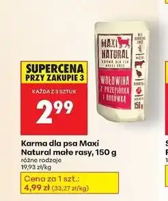 Biedronka Karma dla psa małe rasy wołowina z przepiórką i borówką Maxi Natural oferta