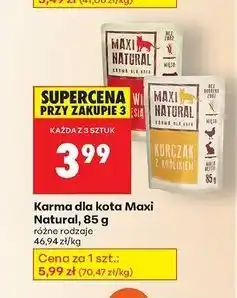 Biedronka Karma dla kota kurczak z królikiem Maxi Natural oferta