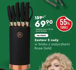 Biedronka Zestaw 5 noży w bloku z nożyczkami Rose Gold oferta