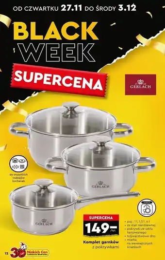 Biedronka Komplet garnków z pokrywkami Gerlach oferta