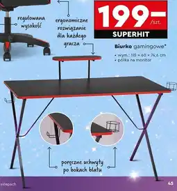 Biedronka Biurko gamingowe 115 x 60 75 cm oferta