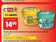 Biedronka Maska do włosów aloe vera Garnier Fructis Hair Food oferta