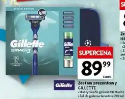 Intermarche Zestaw w kosmetyczce classic żel do golenia series sensitive 200 ml + maszynka mach 3 Gillette oferta
