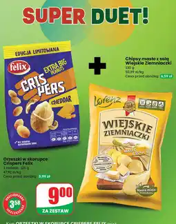 Dino Zestaw - Orzeszki w skorupce Crispers Felix + Chipsy masło z solą Wiejskie Ziemniaczki Lorenz oferta