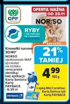 Carrefour Krewetki całe gotowane Norso oferta