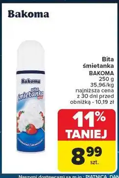 Carrefour Bita śmietana w sprayu Bakoma Śmietanka oferta