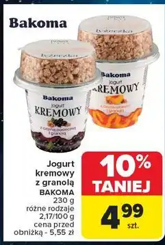 Carrefour Jogurt z czarną porzeczką i granolą Bakoma Kremowy oferta