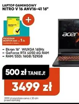 Max Elektro LAPTOP GAMINGOWY NITRO V oferta