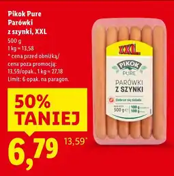 Lidl Pikok Pure Parówki z szynki XXL 500g oferta