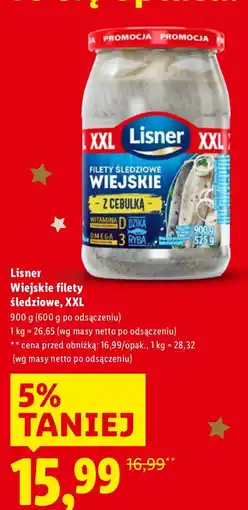 Lidl Filety śledziowe Lisner Wiejskie filety śledziowe z cebulką XXL oferta