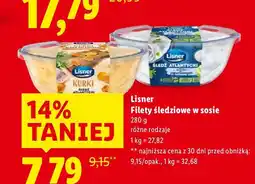 Lidl Filety śledziowe Lisner Filety śledziowe w sosie kurki oferta