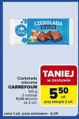 Carrefour Express Czekolada mleczna CARREFOUR 100 g 2 rodzaje oferta