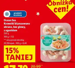 Lidl Krewetki Ocean Sea Krewetki blanszowane obrane, bez głowy, z ogonkiem oferta