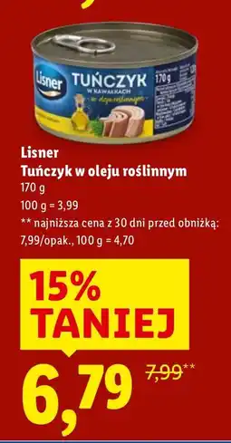 Lidl Tuńczyk Lisner Tuńczyk w oleju roślinnym oferta