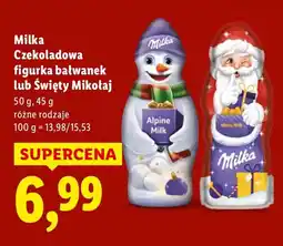 Lidl Czekolada Milka Czekoladowa figurka bałwanek lub Święty Mikołaj oferta