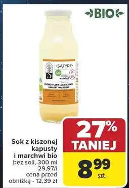Carrefour Sok z kiszonej kapusty i marchwi bio bez soli 300 ml SATYR oferta