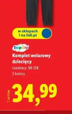Lidl Komplet welurowy dziecięcy oferta
