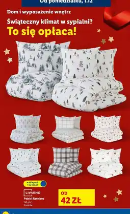 Lidl Komplet pościeli flanelowej 140 x 200 + 70 80 cm Livarno Home oferta