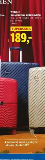 Lidl Walizka z polipropylenu 77 x 53 32/36 cm Wittchen oferta