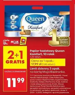 Biedronka Papier toaletowy komfort Queen oferta