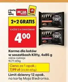 Biedronka Karma dla kota 2x wołowina w sosie kurczak Kitty Excellence oferta