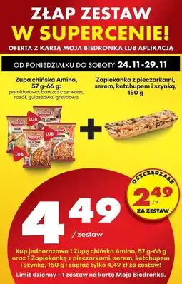 Biedronka Zapiekanka z pieczarkami serem ketchupem i szynką oferta