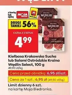 Biedronka Salami ostródzkie Kraina Wędlin Select oferta