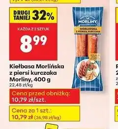 Biedronka Kiełbasa morlińska z piersią kurczaka Morliny oferta