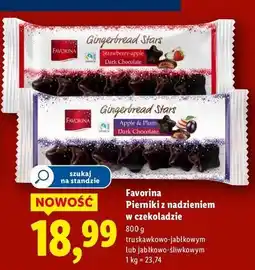 Lidl Pierniki truskawkowo - jabłkowe w ciemnej czekoladzie Favorina oferta