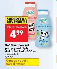 Biedronka Szampon płyn i żel pod prysznic radosna truskawka Pinio 2W1 oferta