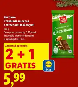 Lidl Czekolada mleczna z orzechami laskowymi Fin Carré oferta