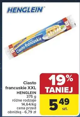 Carrefour Ciasto francuskie XXL HENGLEIN 375 g różne rodzaje oferta